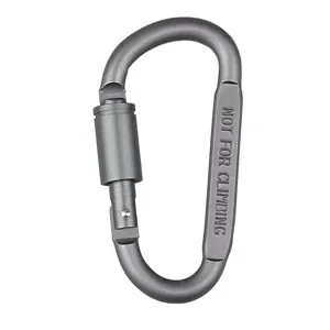 Grauer Metall Karabinerhaken mit Schraubverschluss D-Ring Schnapphaken für Outdoor Schlüsselanhänger