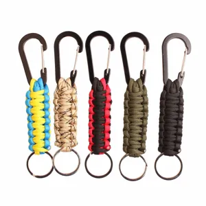 Outdoor paracord keychain multi-function woven key ring with carabiner for daily use.