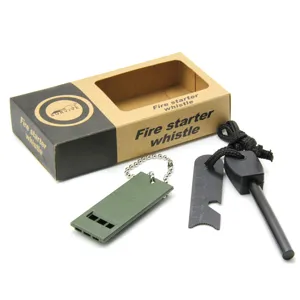 Conjunto de silbato de arrancador de fuego de supervivencia con caja de regalo camping