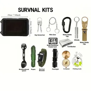 Kit de supervivencia de emergencia 14 en 1 equipo táctico multiherramienta para acampar.