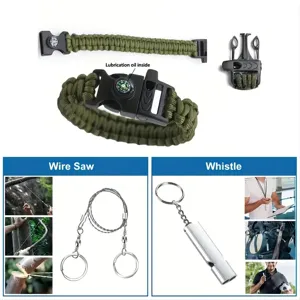 Brazalete de supervivencia paracord para exteriores multifunción sierra y silbato