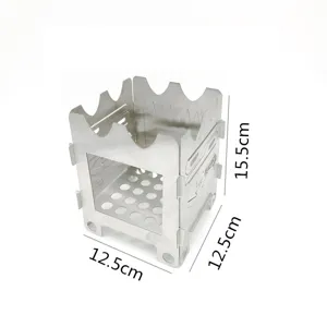 Réchaud de camping pliable en acier inoxydable poêle à bois pour barbecue extérieur