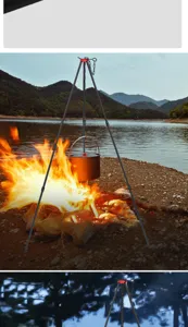 Outdoor Camping Aluminiumlegierung Dreibein Lagerfeuer Kochstand für Wandern Picknick.