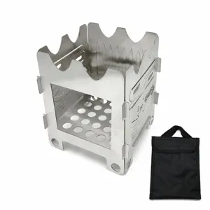 Poêle de Camping Pliable Multifonctionnel en Acier Inoxydable pour Extérieur Poêle à Bois Portable pour Pique-nique Barbecue Ustensiles