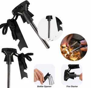 Outdoor survival vuursteen fire starter tool met multifunctionele scraper en flesopener