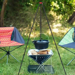 Verstellbares Aluminium-Dreibein für Outdoor-Camping und Lagerfeuer, Hauptansicht Produkt.