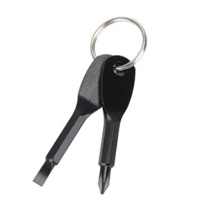 Outil de porte-clés tournevis plat et cruciforme multifonctionnel de poche EDC portable.