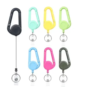 Enrouleur de badge mousqueton rétractable porte-clés multicolore pendentif robuste sac à dos