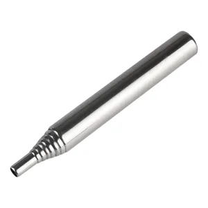 Stainless steel telescopic pocket bellows camping fire starter tool close-up view.