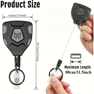 Llavero retráctil resistente con cable de acero de 80 cm, carrete táctico para exteriores.