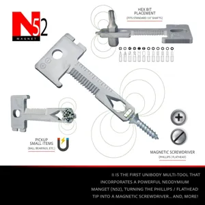 Detail view showing 17-in-1 multi-tool key with magnetic screwdriver and hex bit holder.