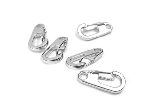 Mini Metall Karabiner Schlüsselanhänger D-Ring Schnapphaken EDC Werkzeug silber 5 Stk
