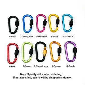 High quality 8cm aluminum alloy D-ring carabiner screw lock keychain backpack clip assorted colors