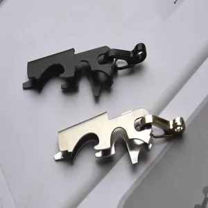 Stainless steel EDC multi-tool keychain clip 8-in-1 portable gadget pocket accessory black silver