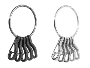 Detailansicht des Mini-D-Karabiner-Schlüsselrings mit Metallverschluss und Ring für EDC-Nutzung.