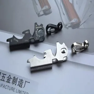 Stainless steel EDC multi-tool outdoor 8-in-1 key accessory portable clip detail view.