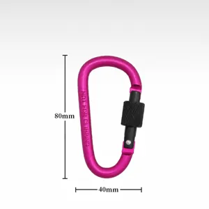 Aluminum D-Ring Locking Carabiner 80mm Clip Hook Heavy Duty Backpack Gear Pink Tool