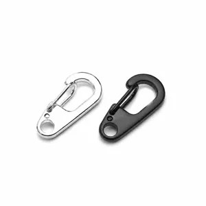 Mini D-Karabiner Schlüsselanhänger Metall Clip, kompaktes EDC Outdoor Werkzeug silber schwarz.