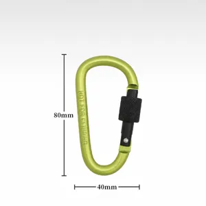 8cm Aluminum Alloy D-Shaped Locking Carabiner with Screw Gate for Outdoor Backpack Green