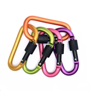 Aluminum alloy D-ring locking carabiner screw gate hook clip backpack outdoor gear