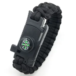 Braccialetto di sopravvivenza in paracord con bussola e foca strumento multifunzione.