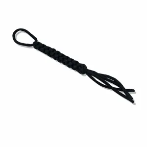 Cordon paracorde noir tressé lanière de couteau, accessoire camping extérieur, pendentif robuste.