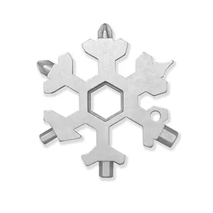 Edelstahl Schneeflocke Multitool Detailansicht, tragbarer EDC Taschenschraubenschlüssel.