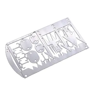 Stainless steel multi-function survival fishing hook card outdoor portable gear tool.