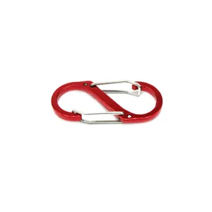 Aluminum S-shaped double carabiner clip red small hardware outdoor backpack hook 1pc