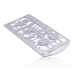 Details of the 22-in-1 multi-functional outdoor survival fish hook tool card made of metal.