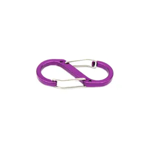 Purple aluminum alloy S-biner carabiner, double-ended spring clip hook for outdoor and daily use.