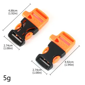 Hebilla de supervivencia de paracord para exteriores con silbato, bicolor y duradera.