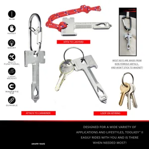 Stainless steel multi-tool key versatile EDC pocket gadget for outdoor camping and daily use.