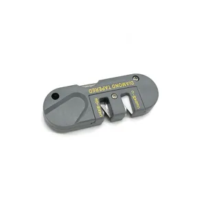 Pocket knife sharpener detail, portable 3-in-1 multi-function EDC tool with grinding slots.