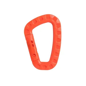 Moschettone tattico in plastica arancione dettaglio, clip anello D leggero per uso esterno