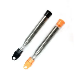 Stainless steel pocket bellows, retractable fire blow pipe for camping. Detail view.