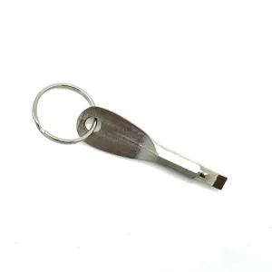 Porte-clés tournevis plat miniature portable, outil de poche multifonction en métal.