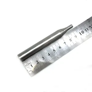 Stainless steel telescopic pocket bellows detail view with ruler for outdoor camping fire tool.