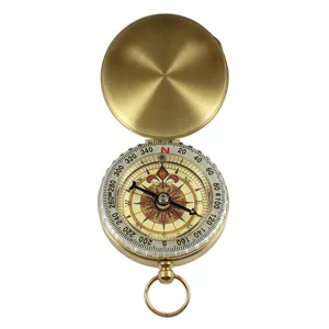 Boussole de poche vintage en laiton massif pliable outil de navigation plein detail