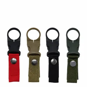 Outdoor Tactical Nylon Water Bottle Webbing Hanging Strap Multi-Functional Carabiner Portable Bottle Holder Clip Hook