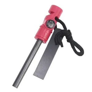Durable outdoor survival multi-functional fire starter with magnesium rod, compass and scraper.