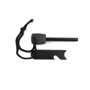 Outdoor survival vuurstarter met magnesiumstaaf, multifunctionele metalen schraper en koord.