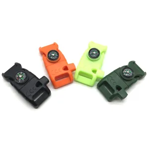Hebilla multifuncional para exteriores con brújula y silbato en cuatro colores para camping