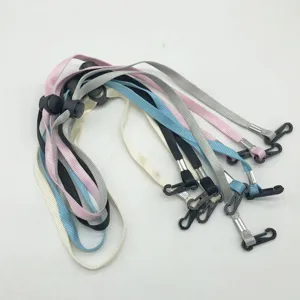 Multi-color adjustable mask lanyard windproof hat rope with plastic hooks for outdoor use.