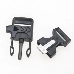 Multi-functional survival tactical buckle with flint fire starter and whistle for paracord