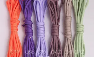 Primer plano detallado de cuerdas paracord 550 coloridas dispuestas ordenadamente con códigos.