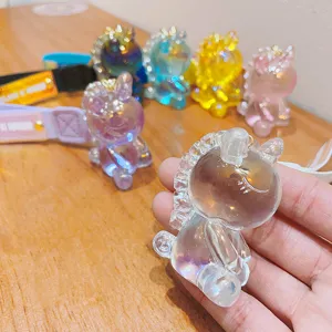 Cute resin jelly unicorn keychain colorful translucent bag pendant car key ring charm gift