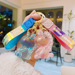 Creative Resin Jelly Unicorn Keychain Colorful Pony Doll Bag Pendant Cartoon Key Ring For Couples Backpack Accessories