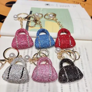 Glitzernd Strass Handtasche Form Schlüsselanhänger Detail, Kristall Tasche Anhänger.