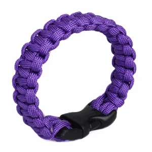 Purple survival 7-core paracord bracelet for outdoor camping mountaineering hiking gear.